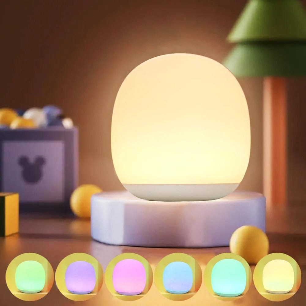 Verthara LED Egg Lamp Night Light - USB Rechargeable - Dimmable - Portable - Eye Protection - 8 RGB Colours - Touch Control Default