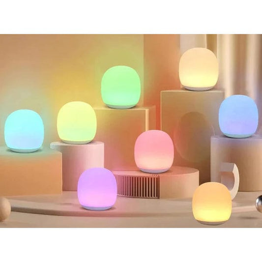 Verthara LED Egg Lamp Night Light - USB Rechargeable - Dimmable - Portable - Eye Protection - 8 RGB Colours - Touch Control Default