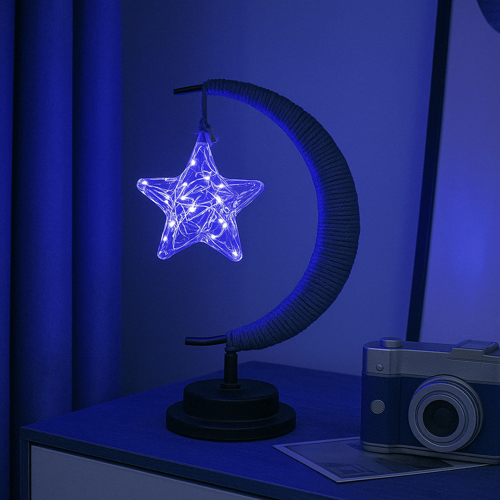 Verthara LED Moon Star Night Light Pentagram / Blue