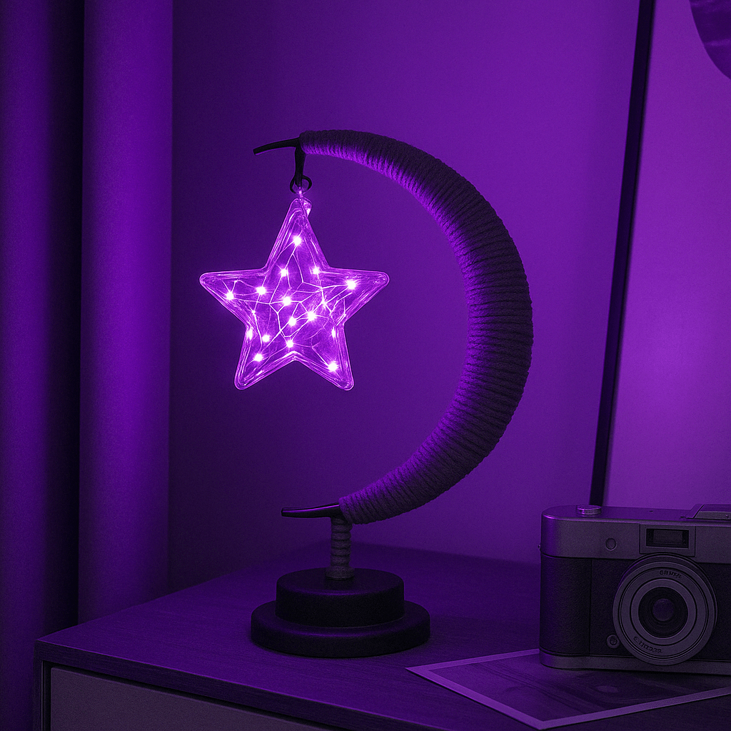 Verthara LED Moon Star Night Light Pentagram / Purple