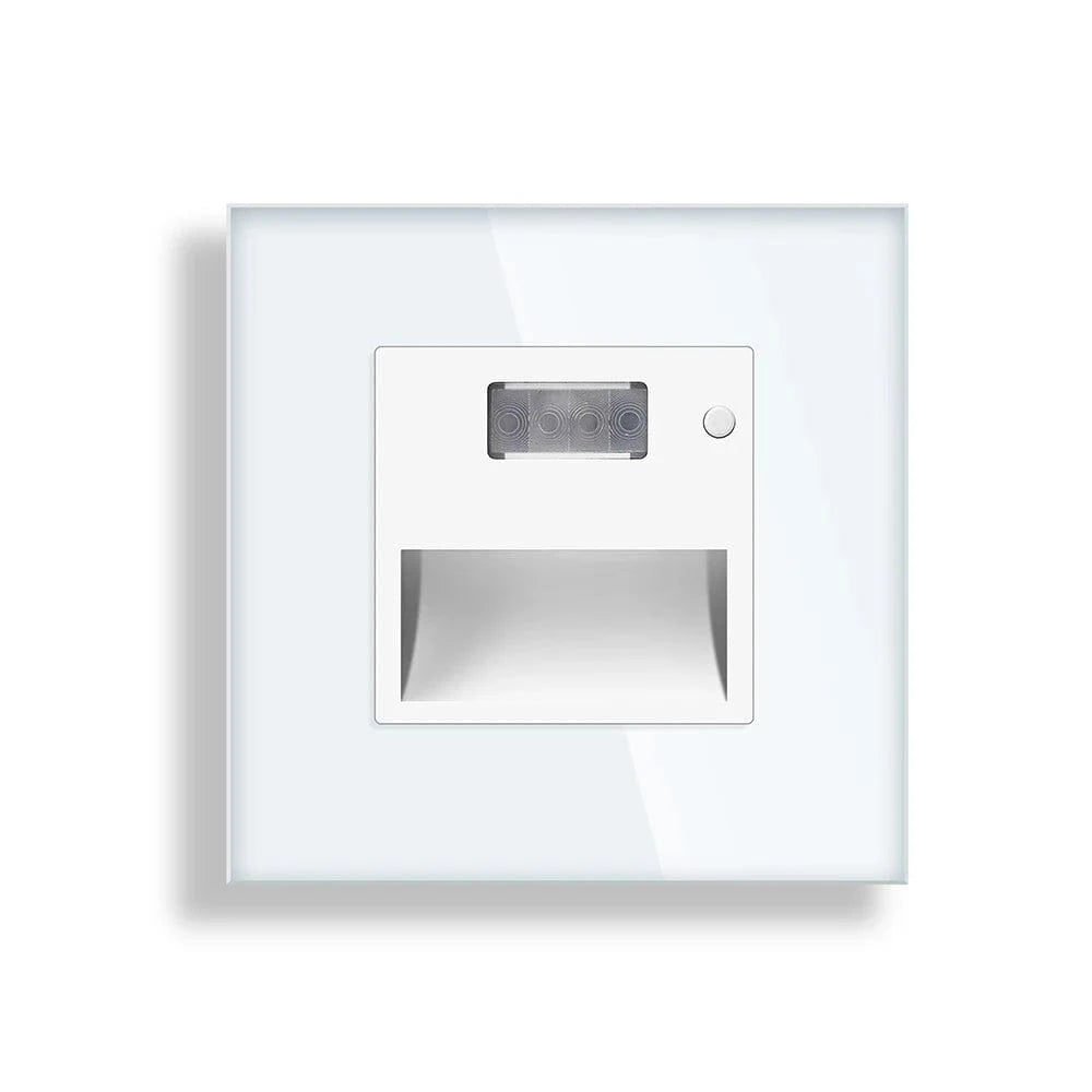 Verthara LED Motion Sensor Stair Light – Recessed Indoor Lighting for Stairwell and Corridor, Energy Efficient PIR Sensor Glass White