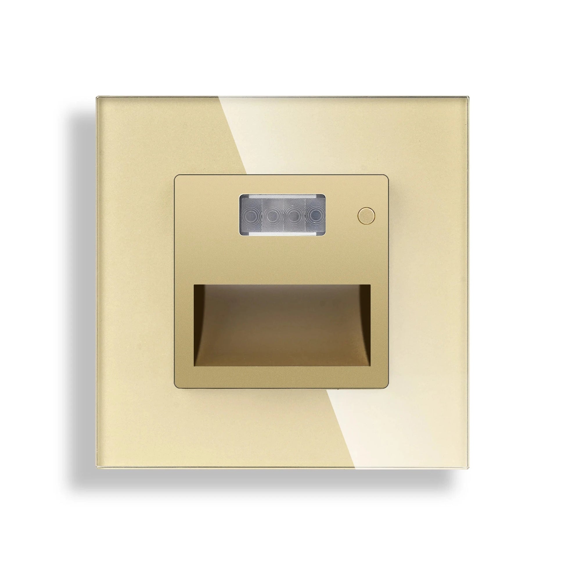 Verthara LED Motion Sensor Stair Light – Recessed Indoor Lighting for Stairwell and Corridor, Energy Efficient PIR Sensor Glass Gold