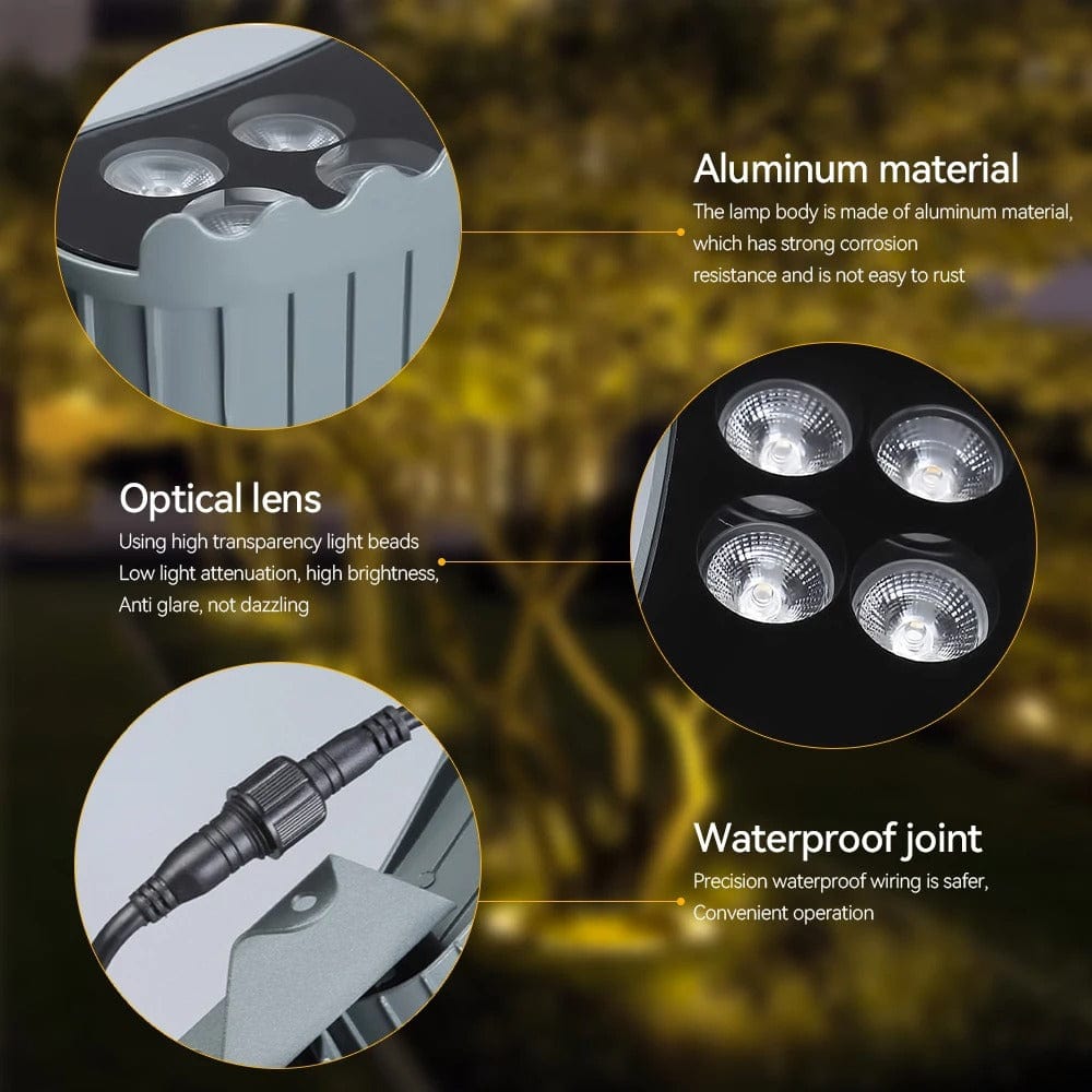 Verthara LED Outdoor Spotlight With Spike Mount – IP65 Rated - RGB - Aluminium - Garden Landscape Lighting - 12W - Durable and Weatherproof