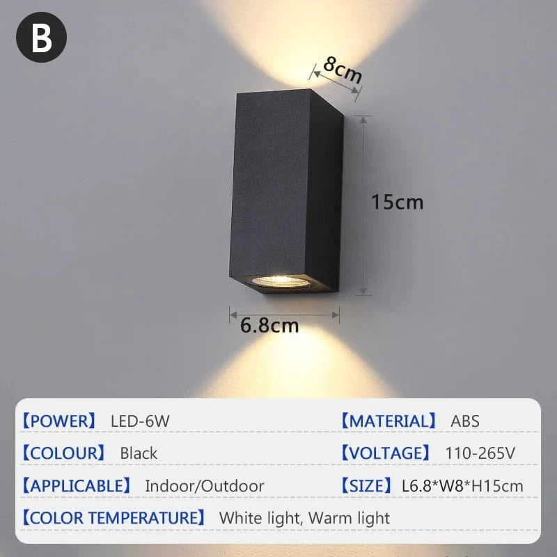 Verthara LED Outdoor Wall Light - Waterproof Design - IP65 Rated - Durable ABS Material - Modern Cylinder Shape - 6W Power - Indoor/Outdoor Use B / White Light 6000K
