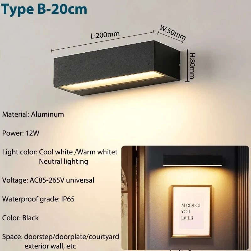Verthara LED Outdoor Wall Lights - Waterproof Aluminum Sconces for Porch, Patio, and Garage - Modern Exterior Wall Lanterns