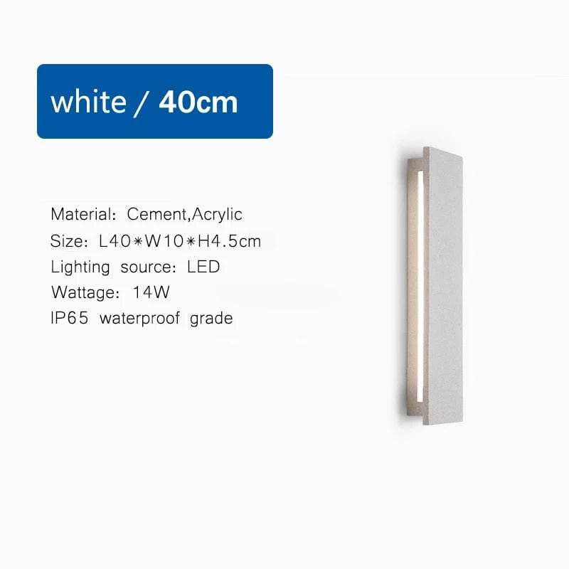 Verthara LED Outdoor Wall Sconce - Wall-Mounted - Waterproof - Adjustable Colour Temperature - Cement and Acrylic - Ideal for Garden and Porch Lighting