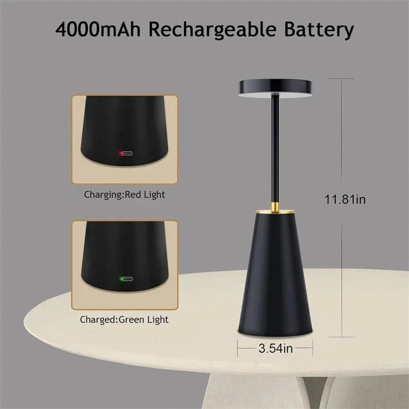 Verthara LED Rechargeable Desk Lamp - Touch Dimming - Modern Design - Three Colour Temperatures - Cordless - Ideal For Indoor Use - Sleek Aesthetic