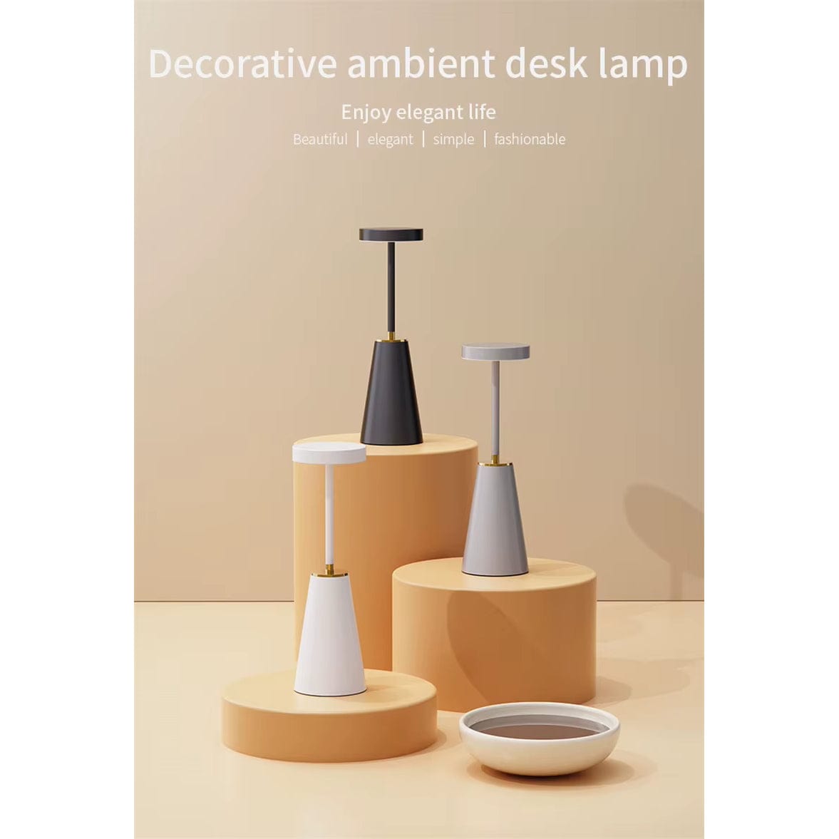 Verthara LED Rechargeable Desk Lamp - Touch Dimming - Modern Design - Three Colour Temperatures - Cordless - Ideal For Indoor Use - Sleek Aesthetic