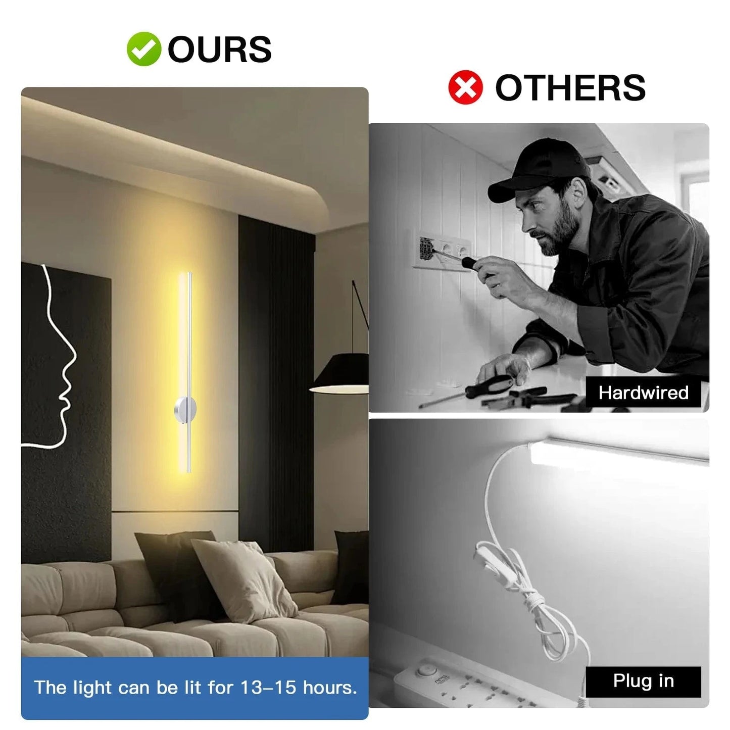 Verthara LED Rechargeable Wall Lamp