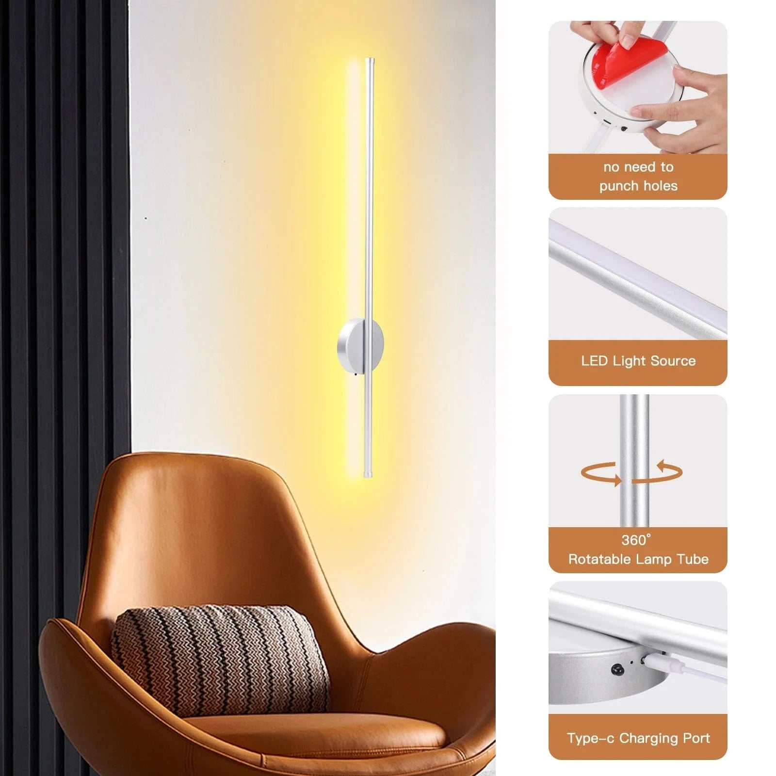 Verthara LED Rechargeable Wall Lamp