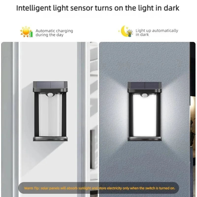 Verthara LED Solar Motion Sensor Garden Lamp – IP65 Waterproof Outdoor Wall Light for Pathways and Fences