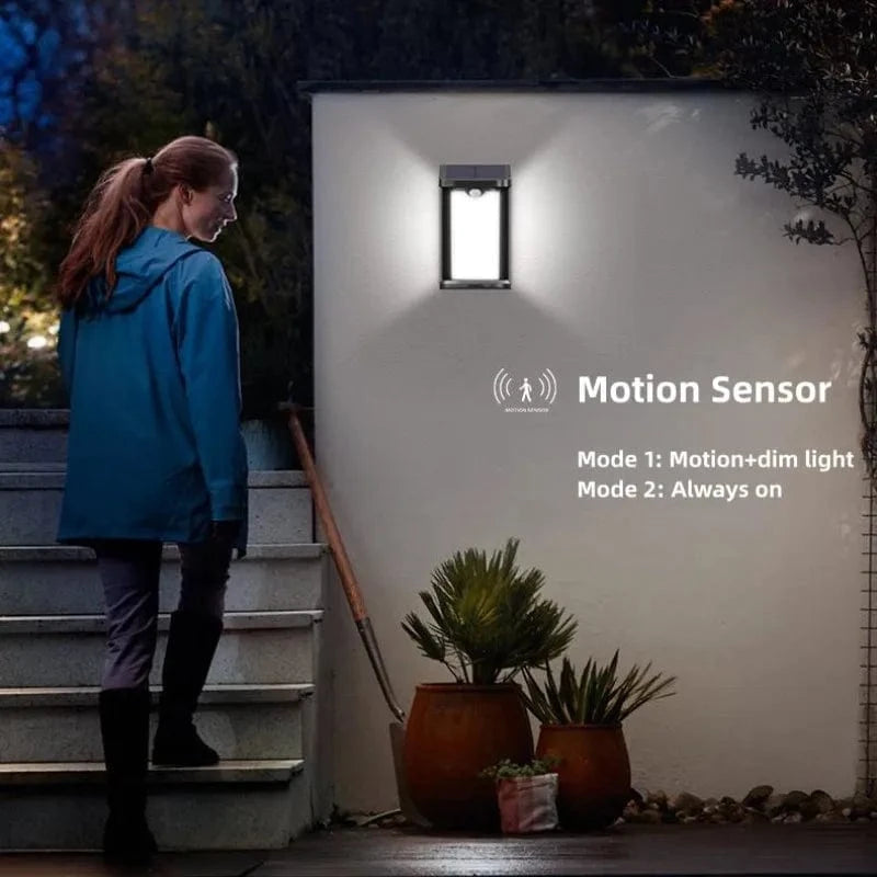 Verthara LED Solar Motion Sensor Garden Lamp – IP65 Waterproof Outdoor Wall Light for Pathways and Fences