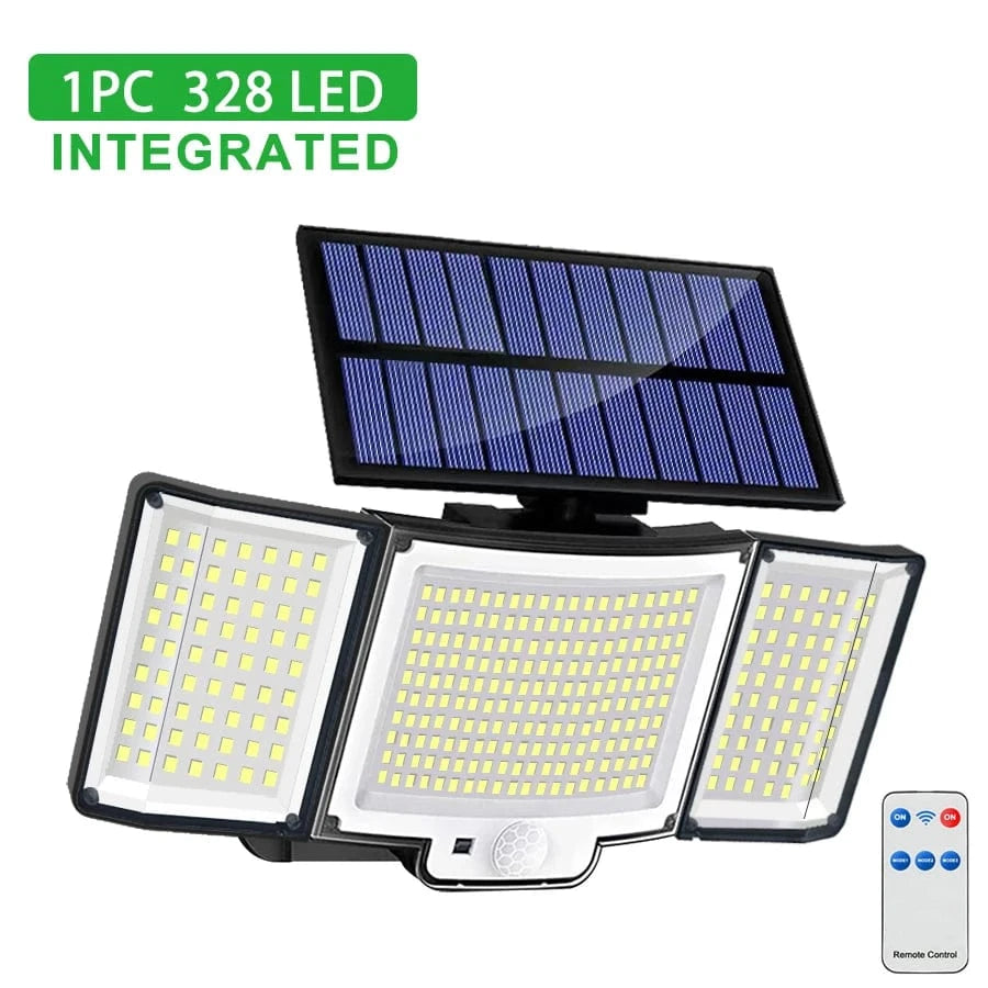 Verthara LED Solar Motion Sensor Wall Light with Remote Control – IP65 Waterproof Outdoor Garden Light for Enhanced Security and Illumination 328LED-1PCS