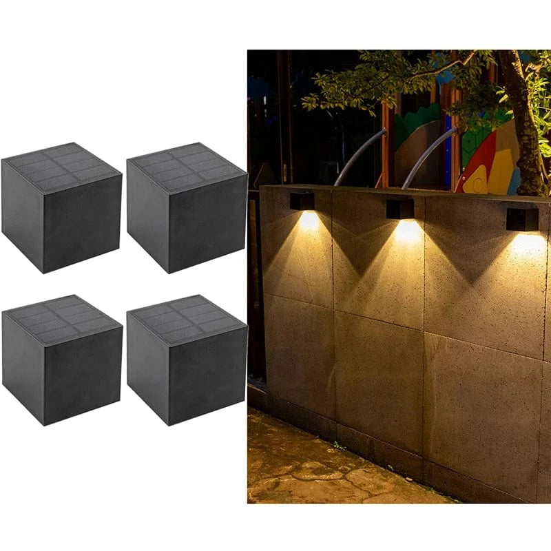 Verthara LED Solar Wall Light – Outdoor Mount – IP65 Waterproof – European Style - Manual Switch - Garden Lighting - 6-12 Hours Illumination 4PCS