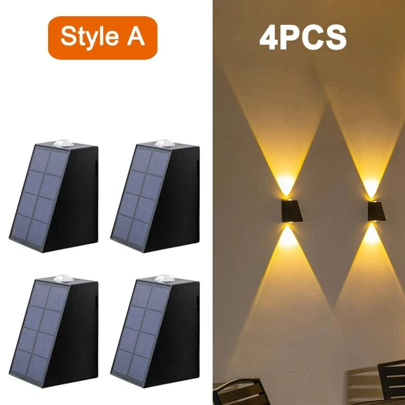 Verthara LED Solar Wall Lights for Outdoor Use – Waterproof Garden Lighting for Patios and Corridors, 2*60LM Bright Illumination Upgrade-4PCS