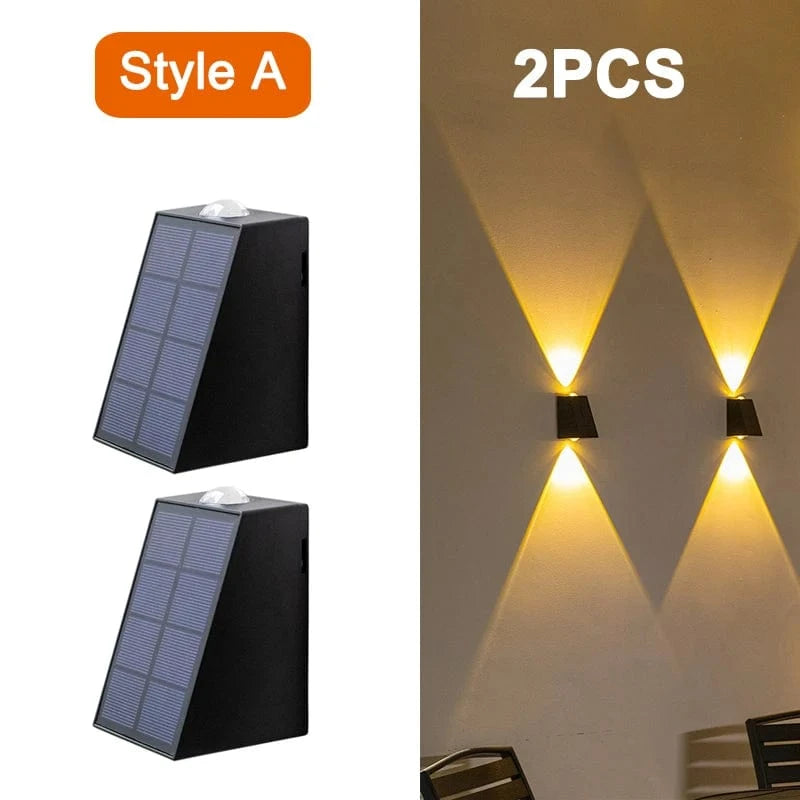 Verthara LED Solar Wall Lights for Outdoor Use – Waterproof Garden Lighting for Patios and Corridors, 2*60LM Bright Illumination Upgrade-2PCS