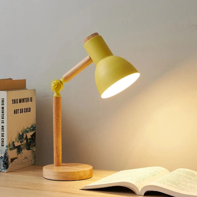 Verthara LED Table Lamp With Wooden Base – Adjustable Head - Eye Protection - Warm White - Modern Design - Ideal For Bedside Or Study