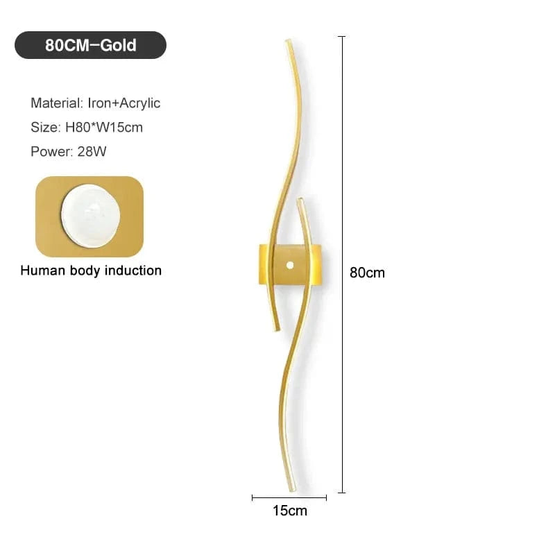 Verthara LED Wall Light PIR Motion Sensor Sensor Gold 80cm / Warm White