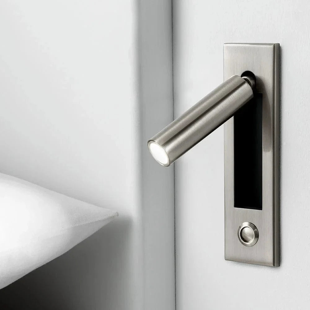 Verthara LED Wall Light Sconce for Bedside Reading – Artistic Aluminum Design with Cree Chip and Push Switch, 3000K/4000K Color Temperature 3000K Warm White / Sand nickel Round