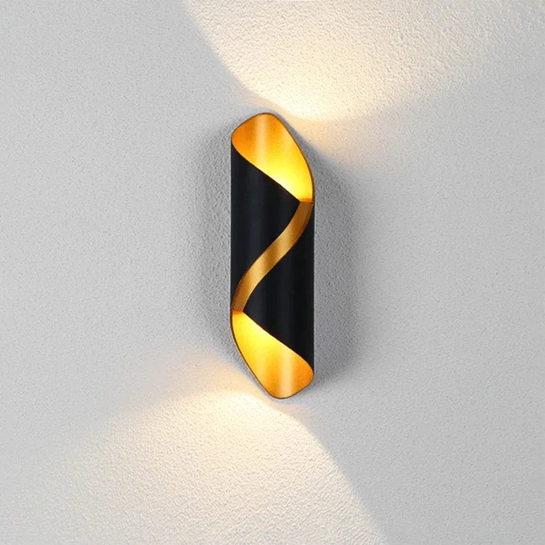 Verthara LED Wall Light - Wall-Mounted - IP65 Waterproof - Creative Up and Down Lighting - Modern Design - Suitable for Indoor/Outdoor Use Black&Gold