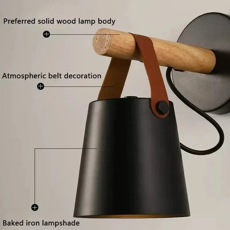 Verthara LED Wall Sconce With Adjustable Light Colour – Nordic Design - Wooden and Iron - Ideal For Indoor Use - Modern Style - Perfect For Bedroom and Living Room