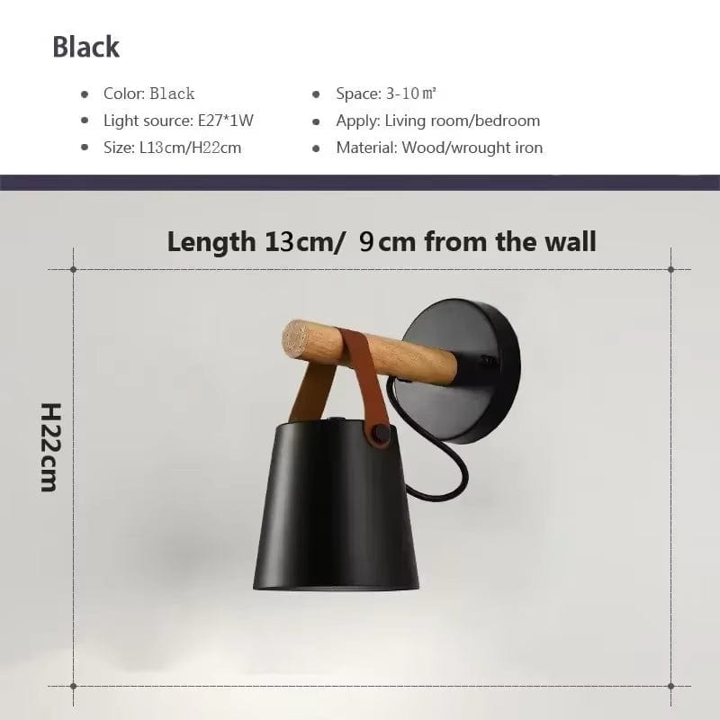 Verthara LED Wall Sconce With Adjustable Light Colour – Nordic Design - Wooden and Iron - Ideal For Indoor Use - Modern Style - Perfect For Bedroom and Living Room