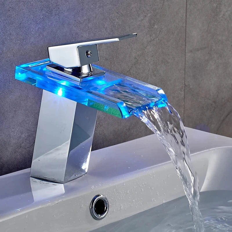 Verthara LED Waterfall Bathroom Faucet – Brass Mixer Tap with Hot and Cold Control for Modern Sink Taps