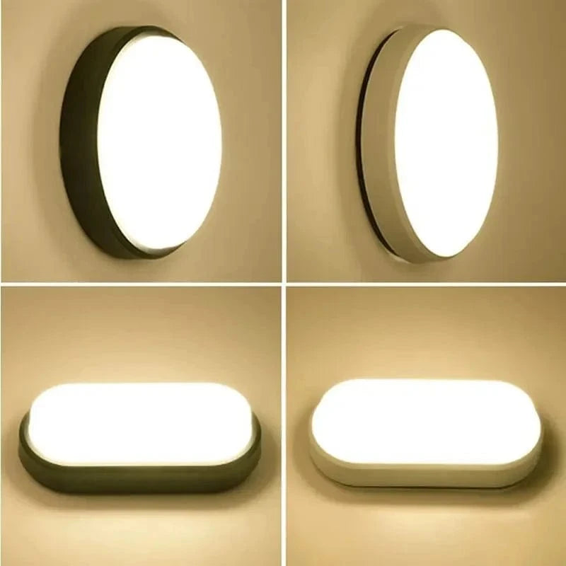 Verthara LED Waterproof Ceiling Light, 16W & 20W Flush Mount Bathroom & Outdoor Ceiling Lamp in Round and Oval Shapes