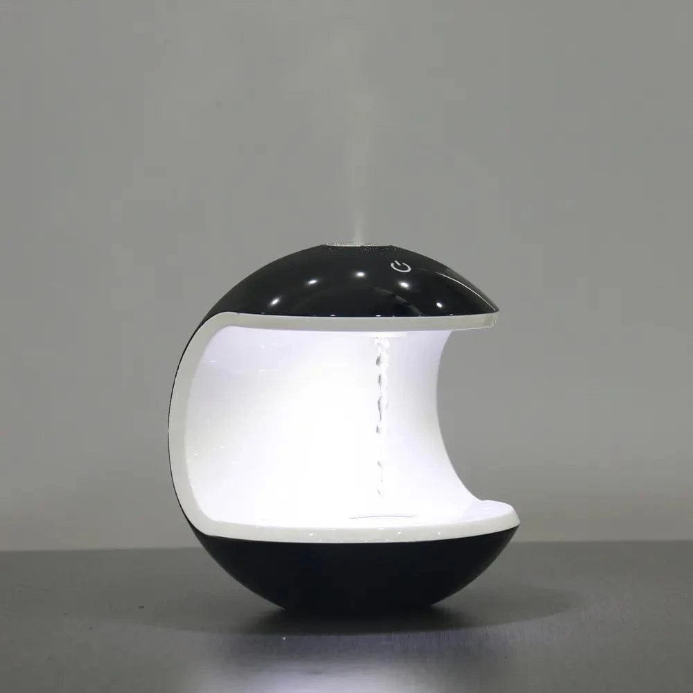 Verthara Levitating Water Droplet Ultrasonic Humidifier with LED Lighting Half Sphere Black