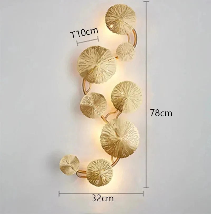 Verthara Lotus Leaf Wall Sconce Lighting – Industrial Retro Wall Lamp in Antique Bronze for Bedroom and Living Room