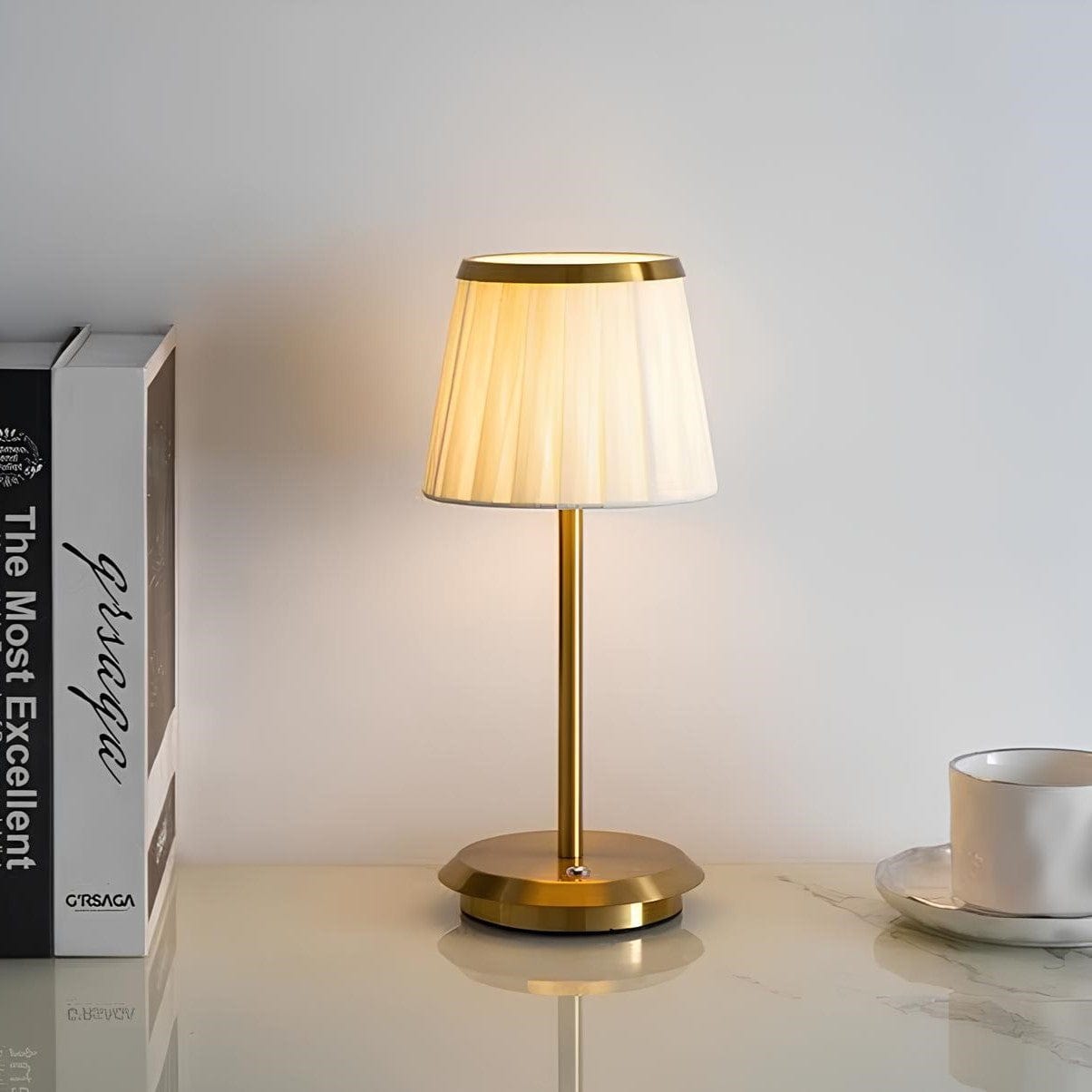 Verthara Luxury Pleated Rechargeable Table Lamp