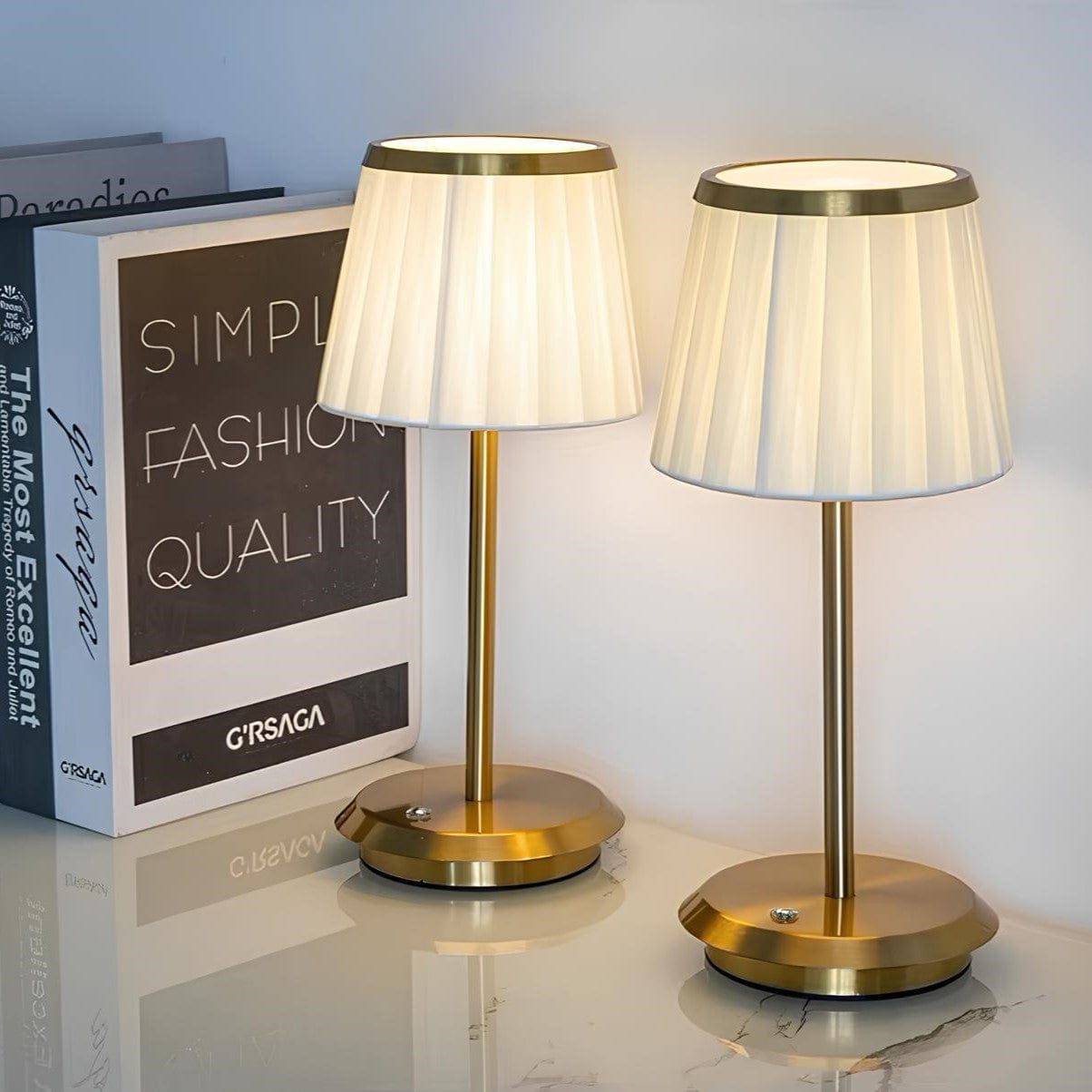 Verthara Luxury Pleated Rechargeable Table Lamp