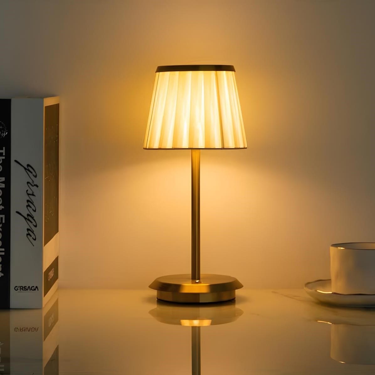 Verthara Luxury Pleated Rechargeable Table Lamp