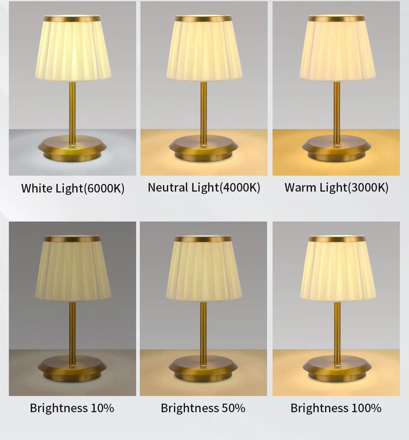 Verthara Luxury Pleated Rechargeable Table Lamp