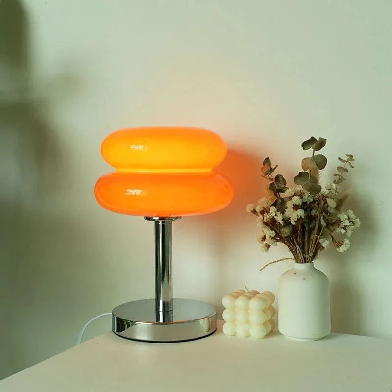 Verthara Macaron Glass Table Lamp - Corded - Trichromatic Dimming - Eye Protection - Modern Design - Stylish Bedroom Lamp - E27 Bulb Compatible