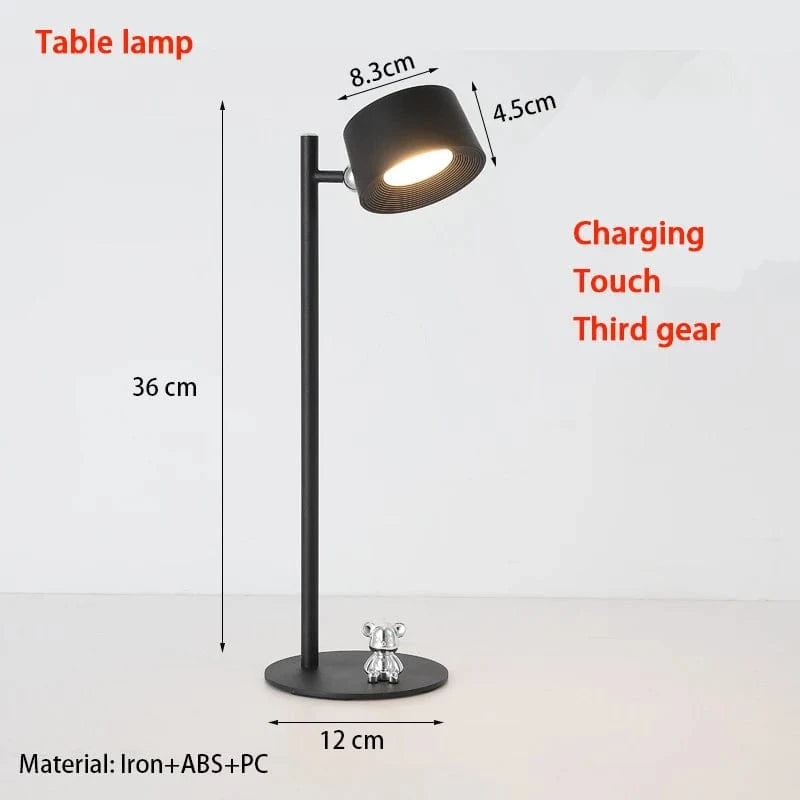 Verthara Magnetic Mount LED Desk Lamp – Rechargeable - Rotatable - Minimalist - Modern Indoor Lighting - Ideal For Work And Study black-a