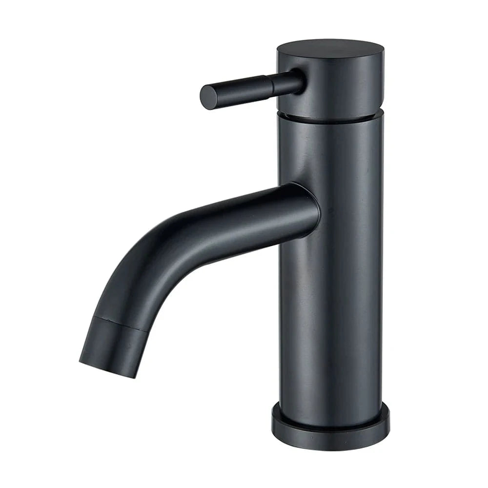 Verthara Matte Black Bathroom Basin Faucet, Deck Mounted Brass Mixer Tap for Vessel Sinks, Hot and Cold Water Control Matte Black