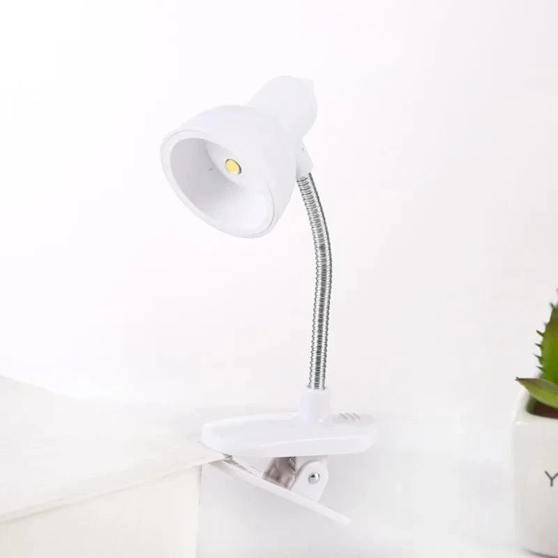 Verthara Mini LED Clip Desk Lamp – Rechargeable Battery Operated Small Table Lamp with Eye Protection for Reading and Study White
