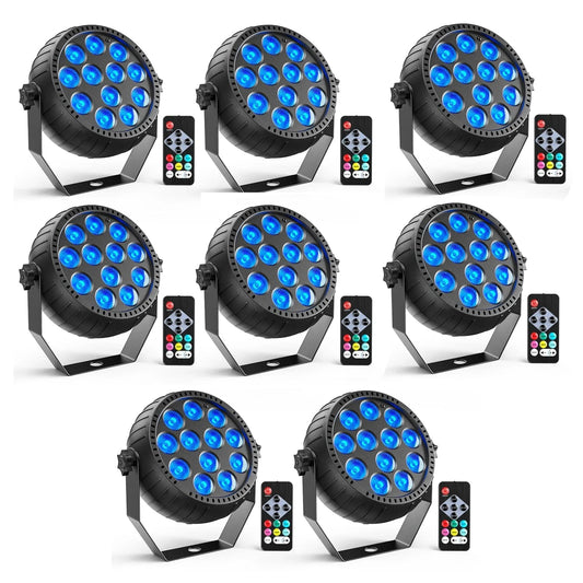 Verthara Mini RGB LED Par Lights for Stage and Concert Lighting – Rechargeable Battery, Voice Control, Ideal for DJ and Party Effects 8 Pcs