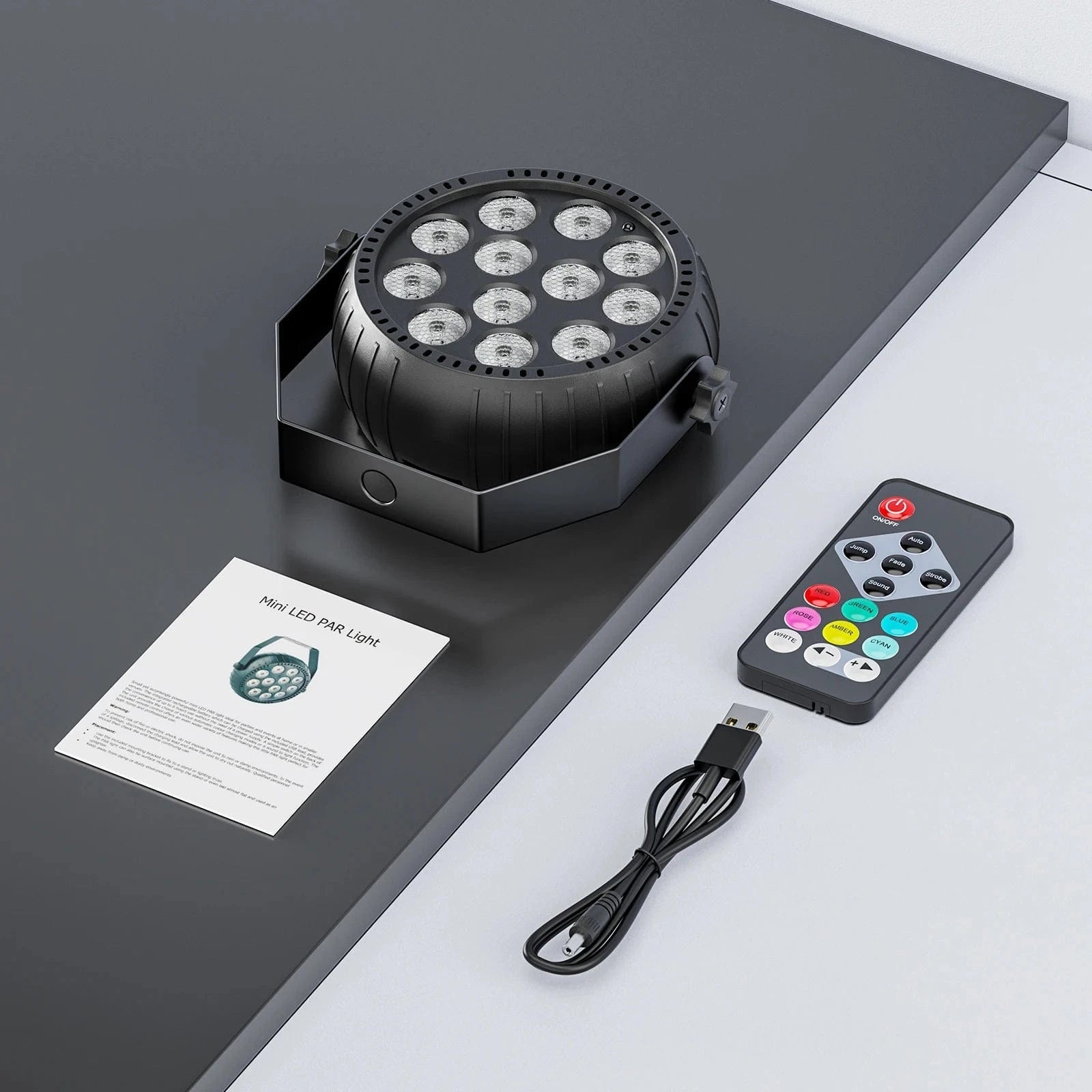 Verthara Mini RGB LED Par Lights for Stage and Concert Lighting – Rechargeable Battery, Voice Control, Ideal for DJ and Party Effects