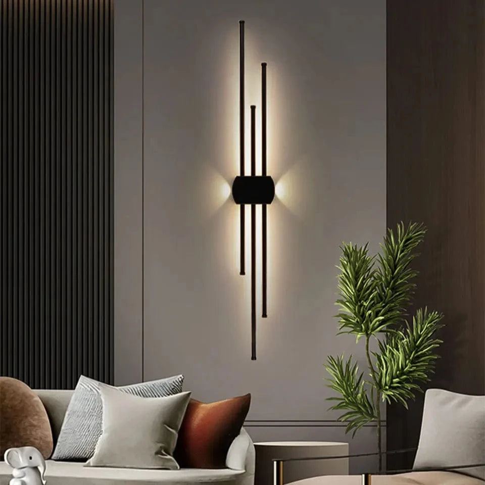 Verthara Minimalist LED Wall Lamp – Modern Black Iron Sconce Lighting for Living Room and Bedroom, Adjustable Height Options Cool White(5500-7000K) / A 120cm