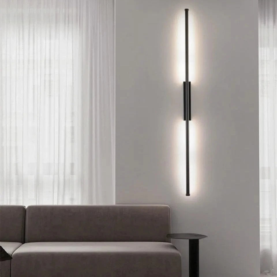 Verthara Minimalist LED Wall Lamp – Modern Black Iron Sconce Lighting for Living Room and Bedroom, Adjustable Height Options Cool White(5500-7000K) / C 150cm