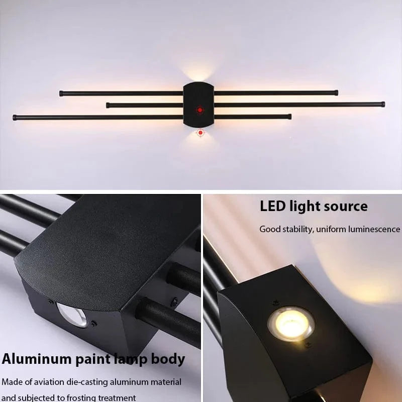 Verthara Minimalist LED Wall Lamp – Modern Black Iron Sconce Lighting for Living Room and Bedroom, Adjustable Height Options