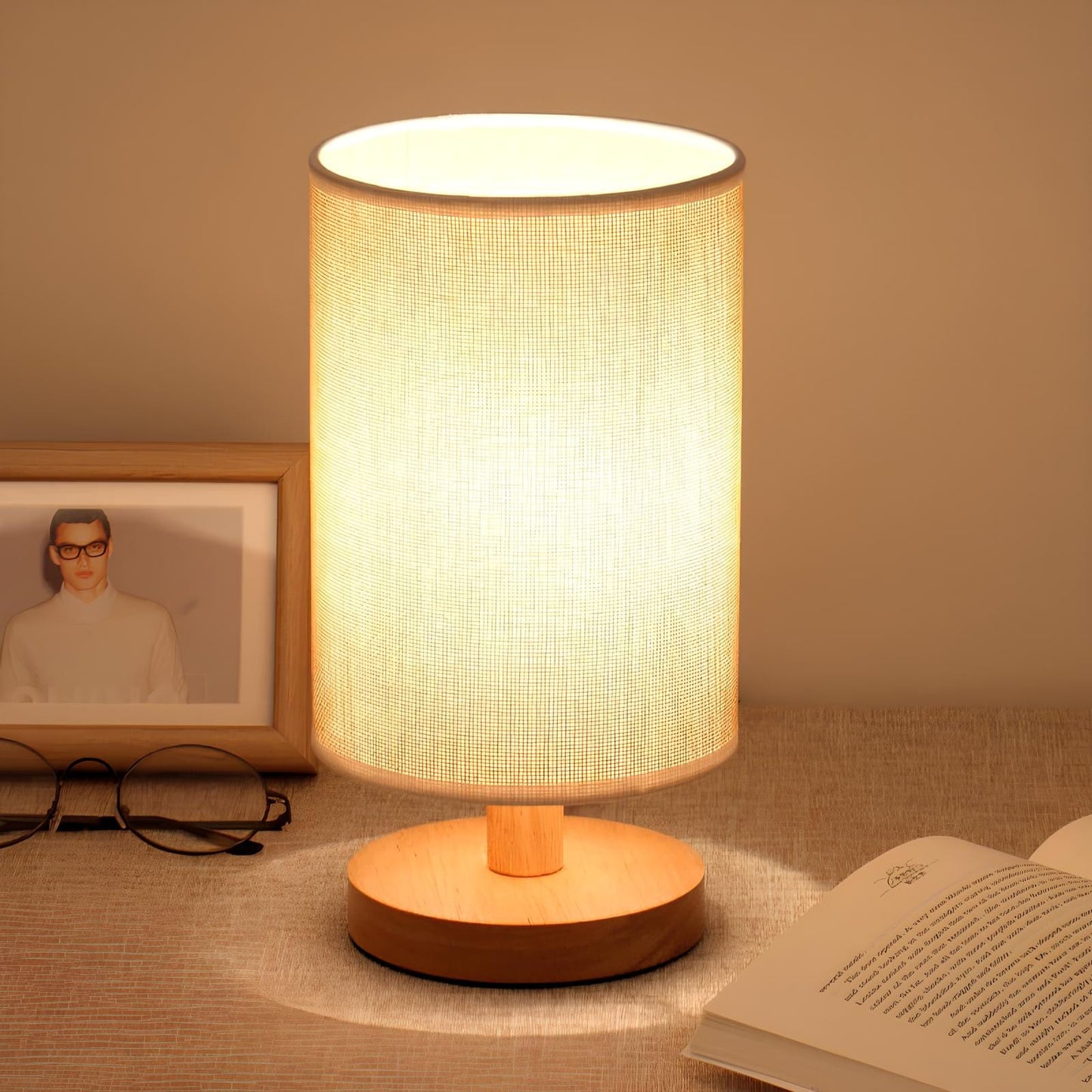 Verthara Minimalist Linen Table Lamp Textured Grey