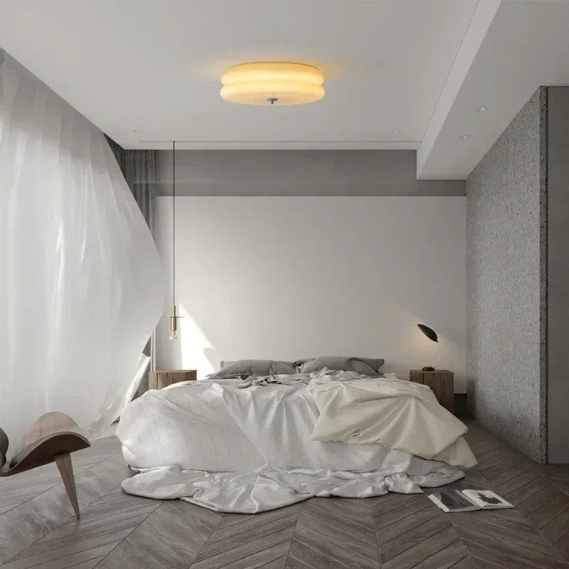 Verthara Minimalist Nordic Flush Mount Ceiling Light – Cream and White LED Ceiling Lamp for Living Room and Bedroom