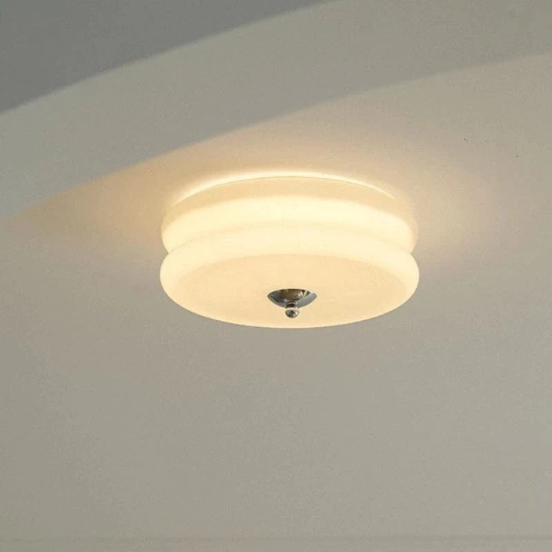 Verthara Minimalist Nordic Flush Mount Ceiling Light – Cream and White LED Ceiling Lamp for Living Room and Bedroom