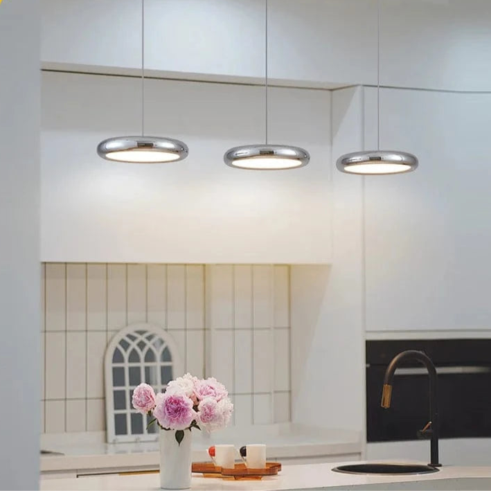 Verthara Minimalist Round Black Pendant Light – Dimmable LED Kitchen Pendant Lighting for Home and Commercial Spaces