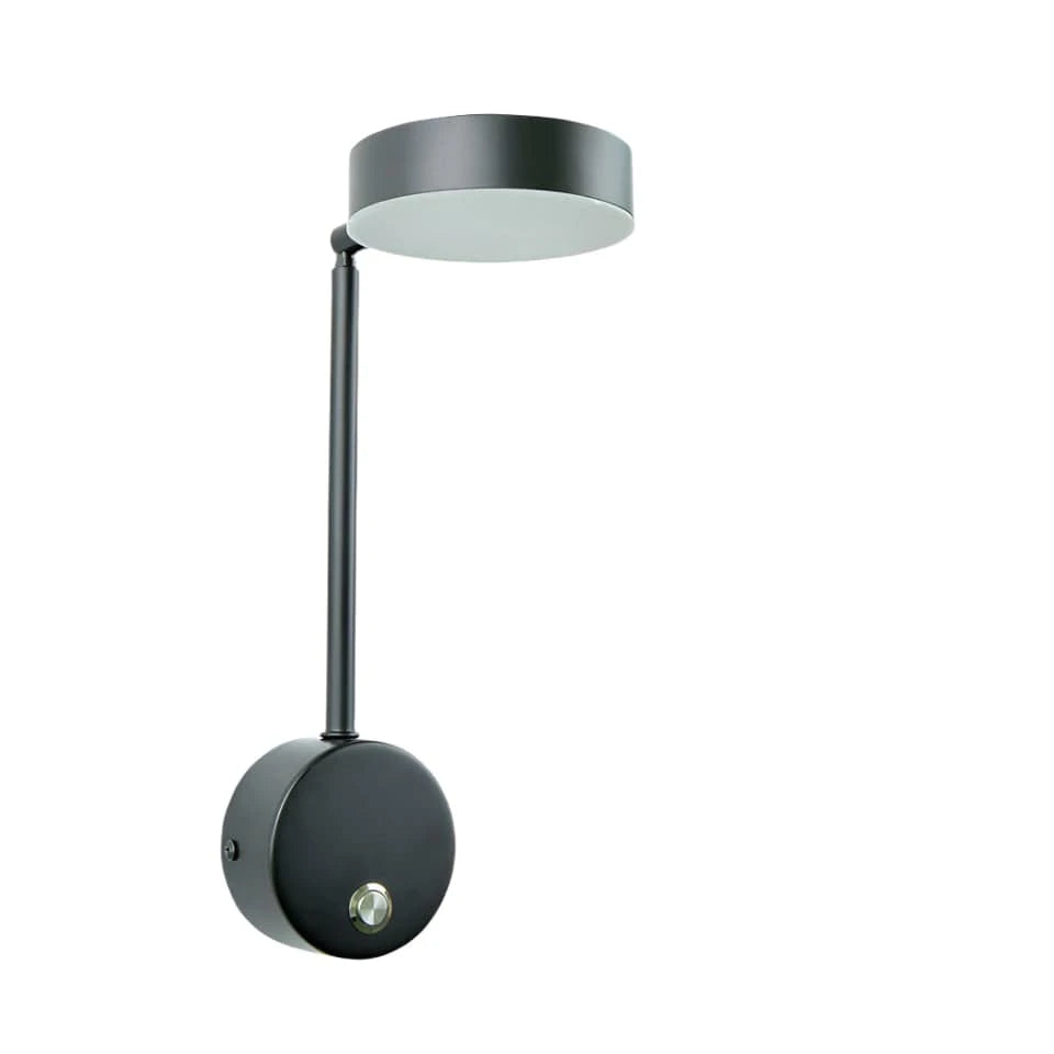 Verthara Modern 9W LED Wall Lamp with Built-in Switch – Minimalist Wall Lights and Sconce for Bedroom and Indoor Use With Switch / Black