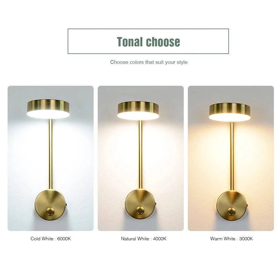 Verthara Modern 9W LED Wall Lamp with Built-in Switch – Minimalist Wall Lights and Sconce for Bedroom and Indoor Use