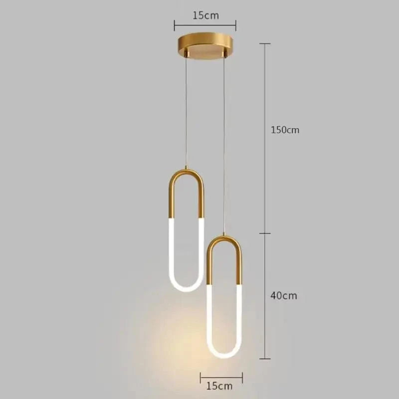 Verthara Modern Adjustable Black Pendant Light – Sleek LED Hanging Light Fixture for Living Room and Bedroom Decor Brass 40cm 2head / Cold White